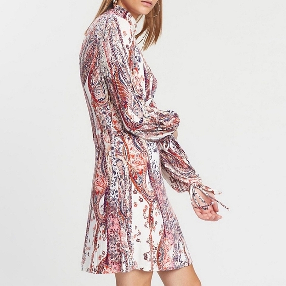 🌺 NWT✨️ Free People All Dolled Up Longsleeve Boho Dress Orange Ivory - Picture 9 of 16